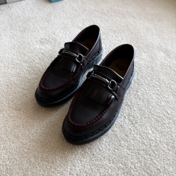 Dr Martens Adrian Snaffle Oxblood Pebble Leather Loafers - Picture 2 of 7